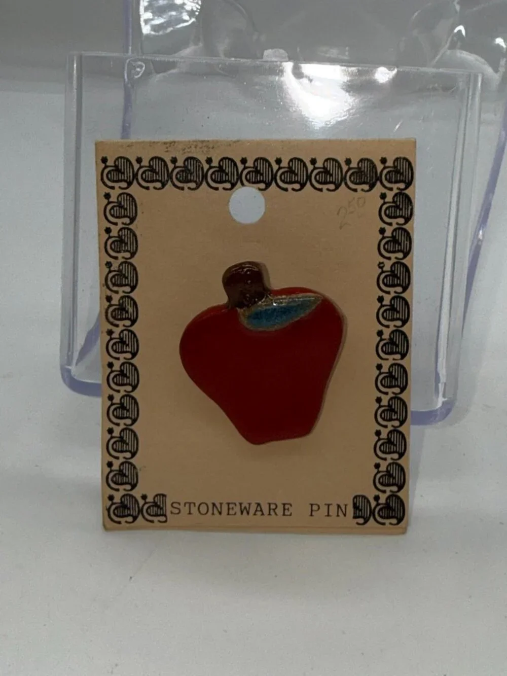 Elkhorn Valley Pottery Stoneware Apple Pin Brooch NWT